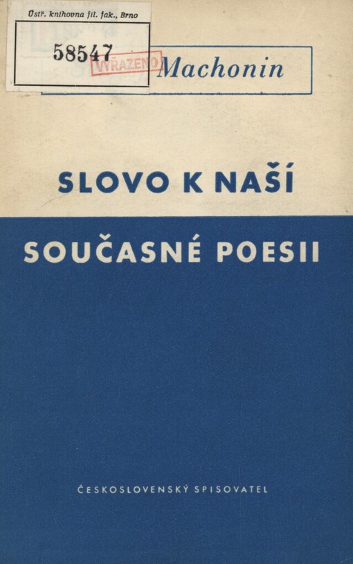 Slovo k naší současné poesii
