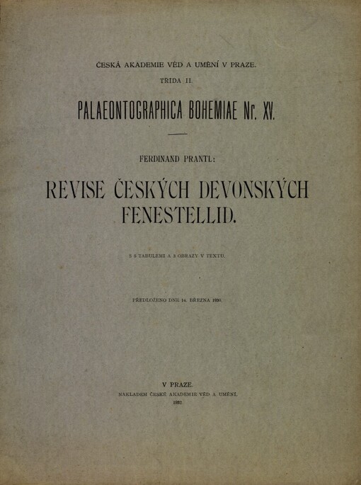 Revise českých devonských fenestellid =Révision des fenestellidés du dévonien de la Bohême