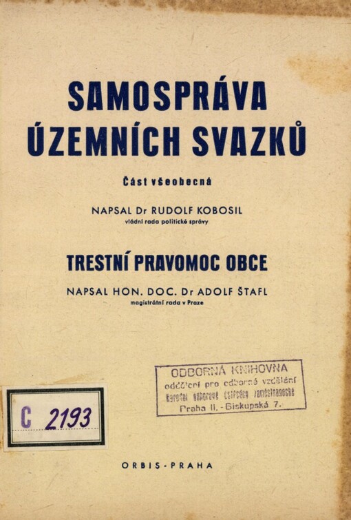 Samospráva územních svazků :část všeobecná