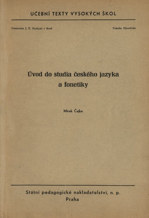 Úvod do studia českého jazyka a fonetiky