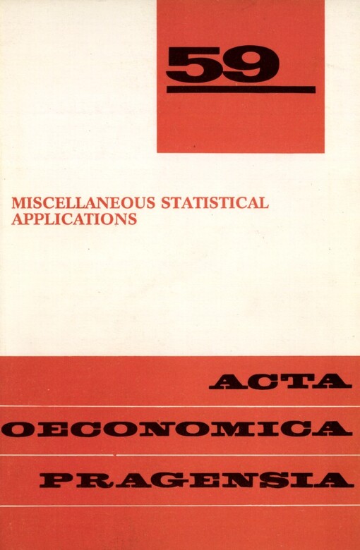Miscellaneous Statistical Applications :[sborník statí]