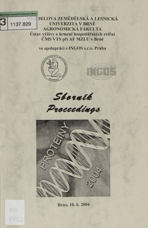 Proteiny 2004 :Brno, 10.6.2004 : sborník = proceedings