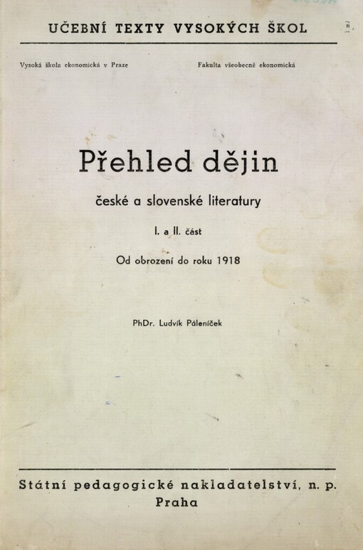 Přehled dějin české a slovenské literatury. 1. a 2. část, Od obrození do roku 1918