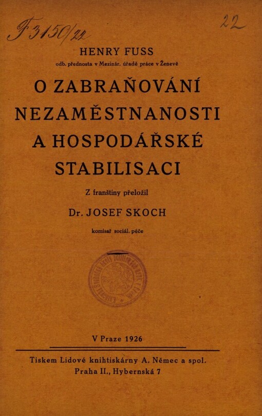 O zabraňování nezaměstnanosti a hospodářské stabilisaci