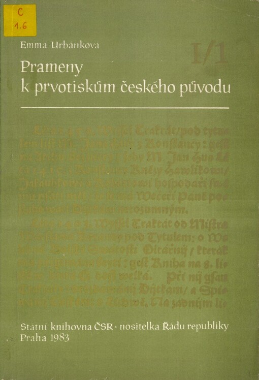 Prameny a literatura k počátkům českého knihtisku