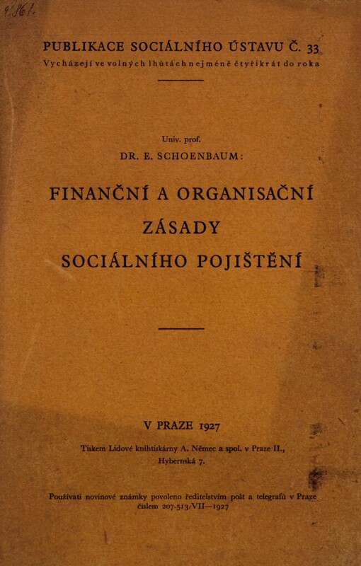 Finanční a organisační zásady sociálního pojištění