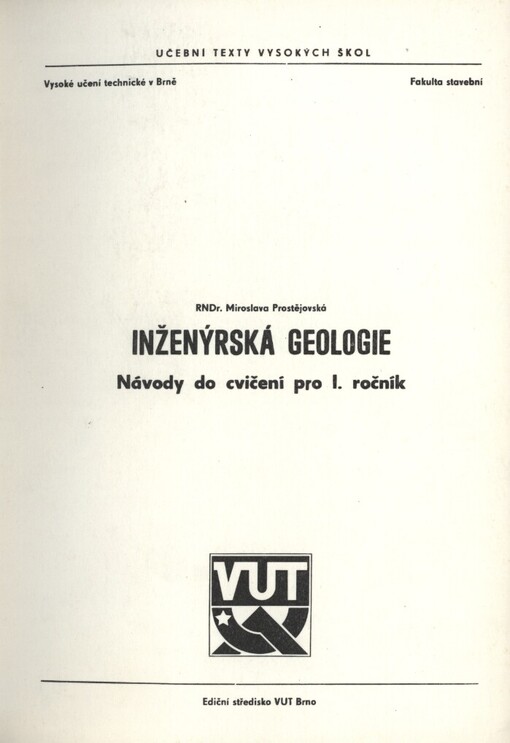 Inženýrská geologie :návody do cvičení pro 1. ročník [fakulty stavební]