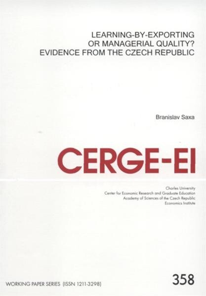 Learning-by-exporting or managerial quality? :evidence from the Czech Republic