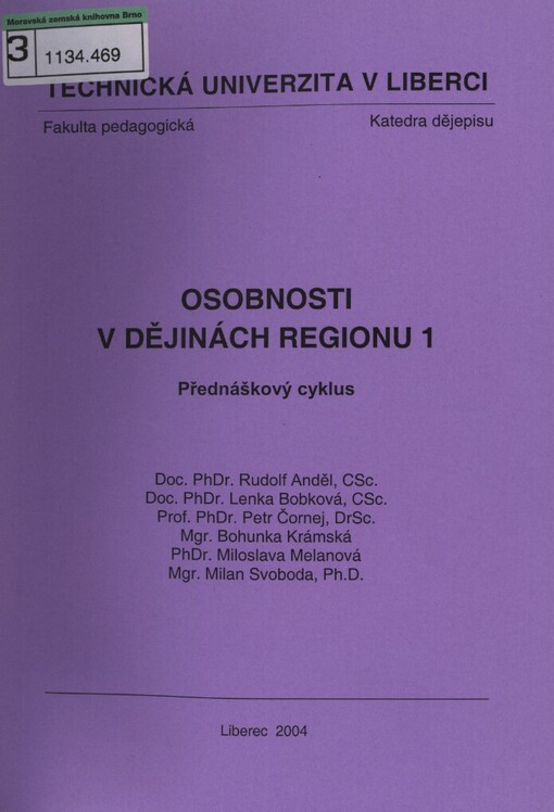 Osobnosti v dějinách regionu 1: přednáškový cyklus