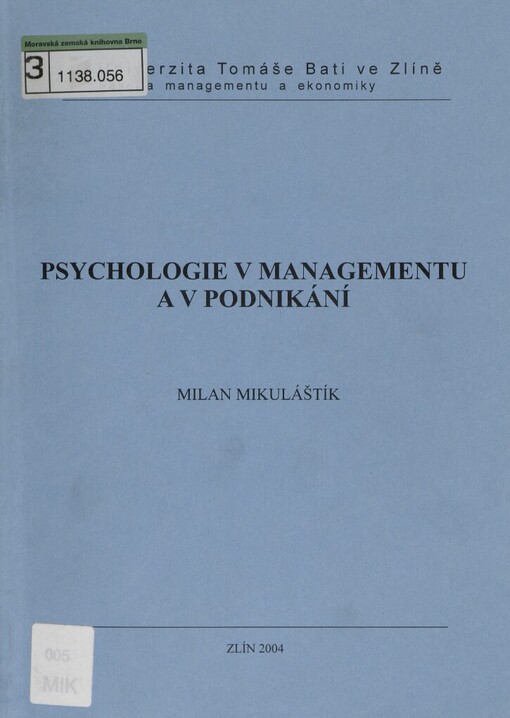 Psychologie v managementu a v podnikání