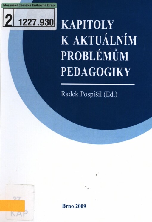 Kapitoly k aktuálním problémům pedagogiky :studijní texty k předmětu aplikace pedagogiky