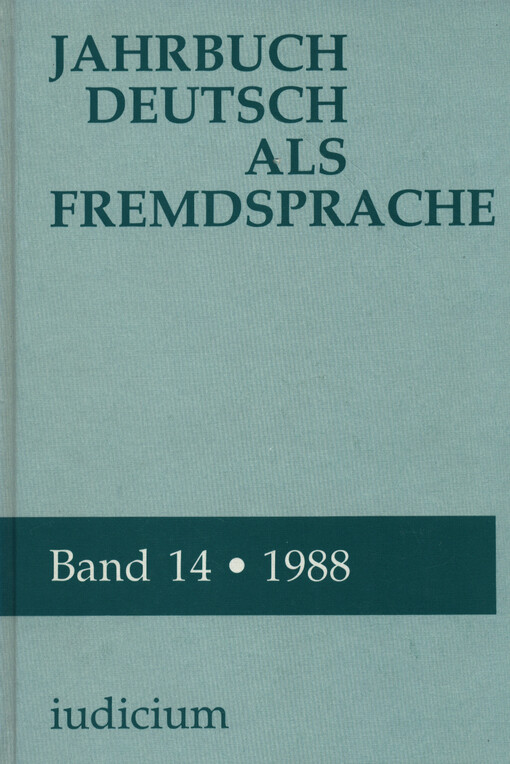 Jahrbuch Deutsch als Fremdsprace. Band 14, 1988