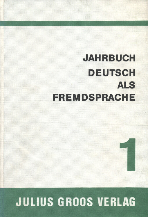 Jahrbuch Deutsch als Fremdsprache. Band 1, 1975