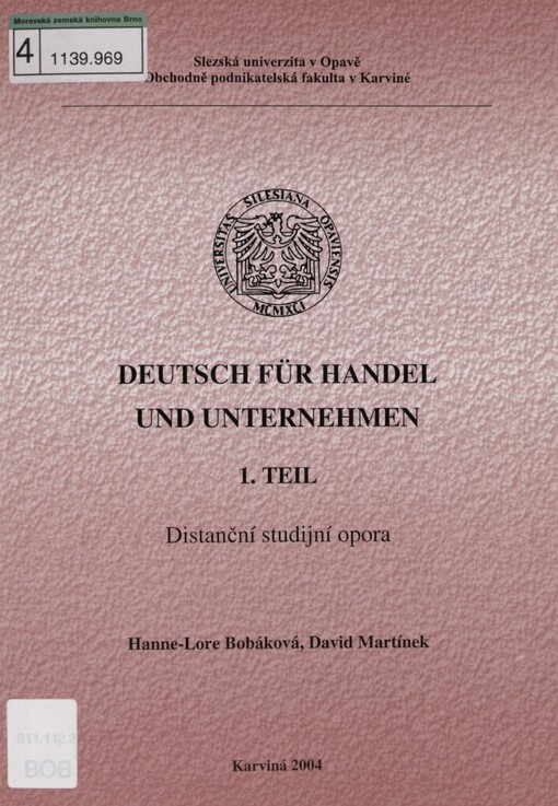 Deutsch für Handel und Unternehmen :distanční studijní opora