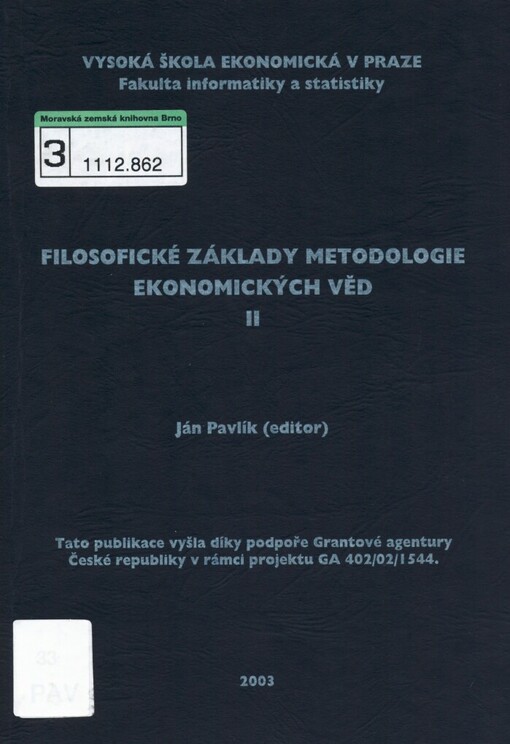 Filosofické základy metodologie ekonomických věd II