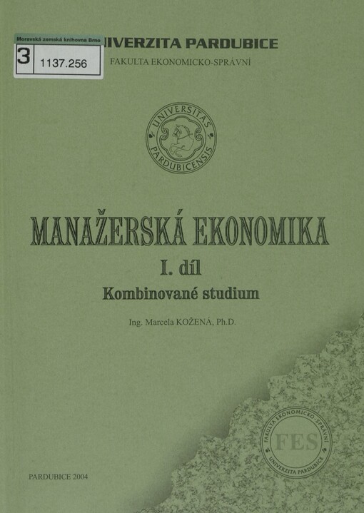 Manažerská ekonomika: kombinované studium