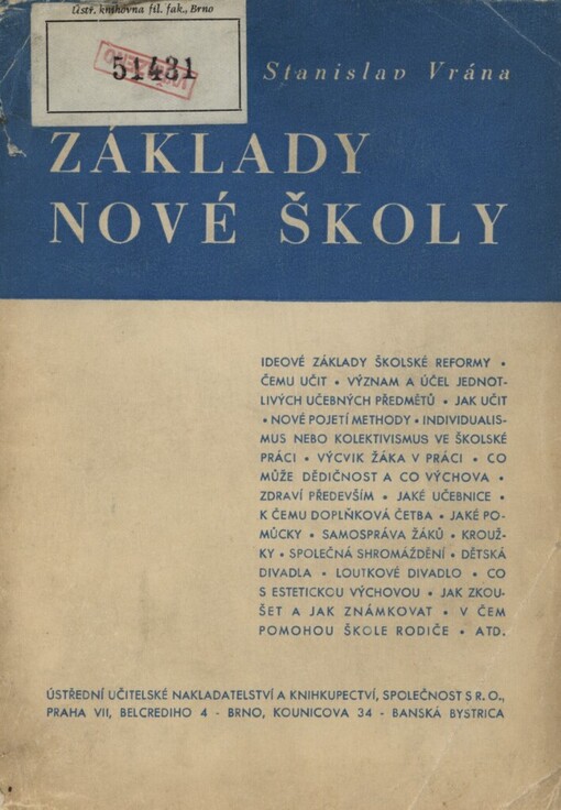 Základy nové školy : Výsledky práce českých pokusných škol