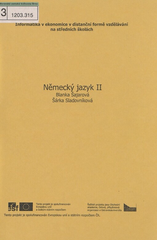 Němčina II - gramatika a konverzace: učební text pro distanční formu vzdělávání