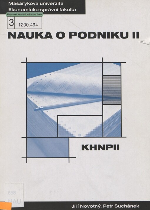 Nauka o podniku II: distanční studijní opora