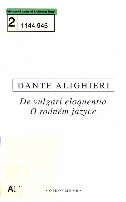 O rodném jazyce =: De vulgari eloquentia