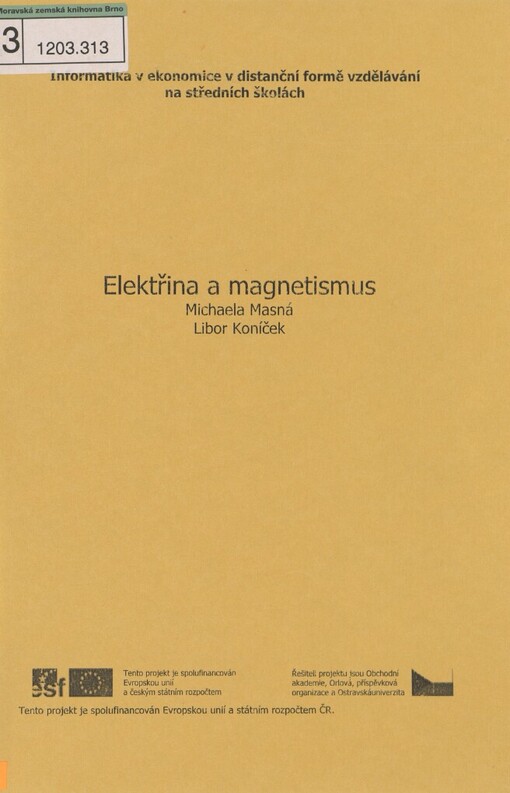 Elektřina a magnetismus: učební text pro distanční formu vzdělávání
