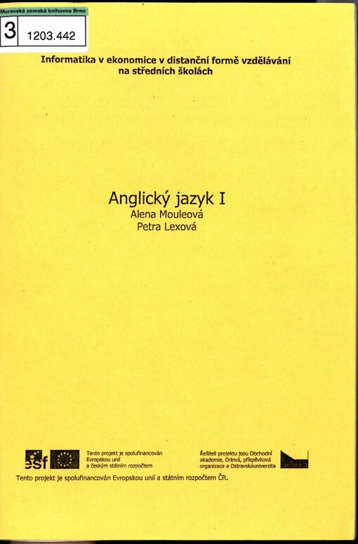 Angličtina I - gramatika a konverzace: učební text pro distanční formu vzdělávání