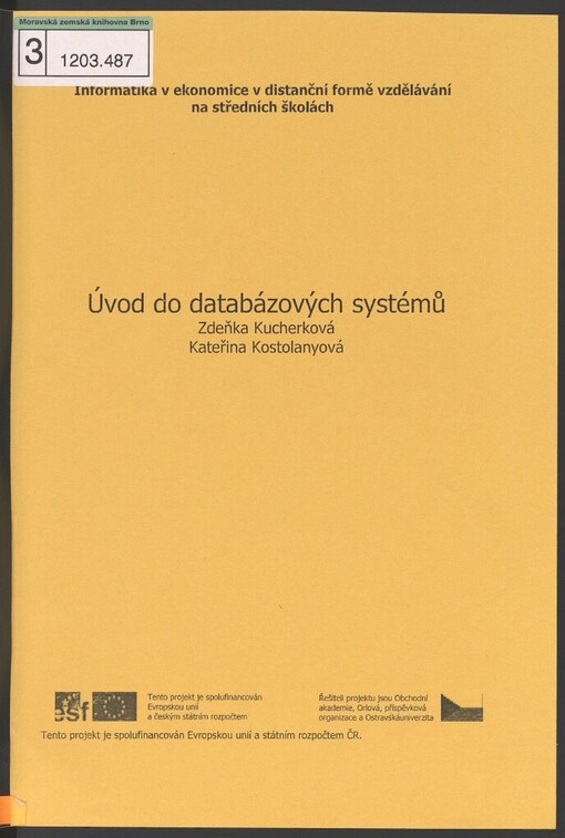 Úvod do databázových systémů: učební text pro distanční formu vzdělávání