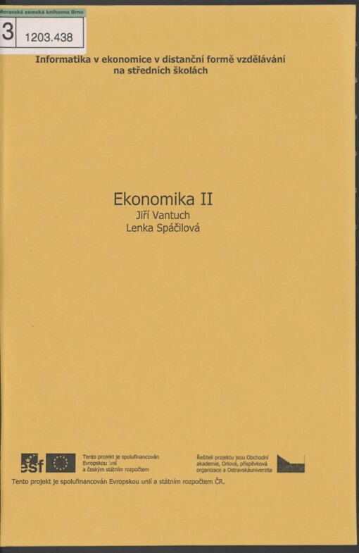 Ekonomika II: učební text pro distanční formu vzdělávání