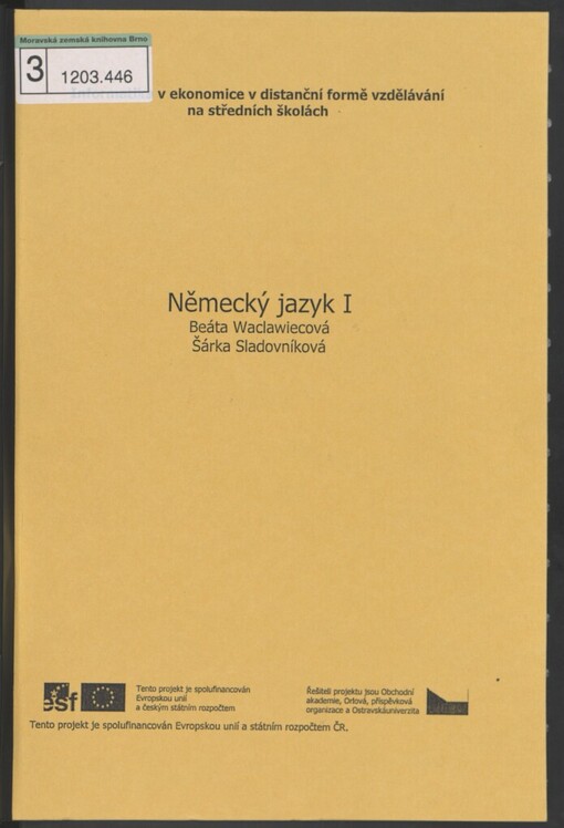 Němčina I - gramatika a konverzace: učební text pro distanční formu vzdělávání