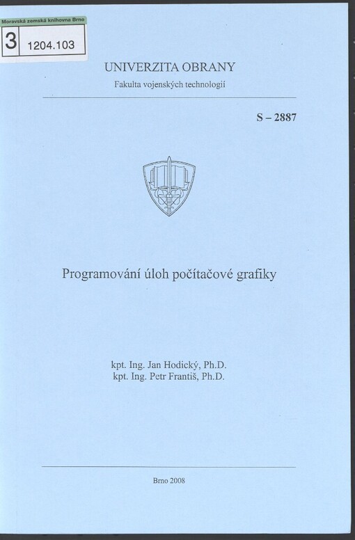 Programování úloh počítačové grafiky :skripta