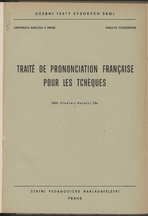 Traité de prononciation française pour les Tchèques