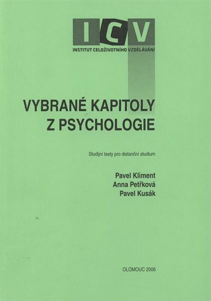 Vybrané kapitoly z psychologie: studijní text pro distanční studium
