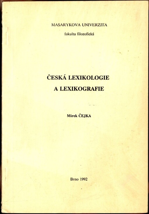 Česká lexikologie a lexikografie