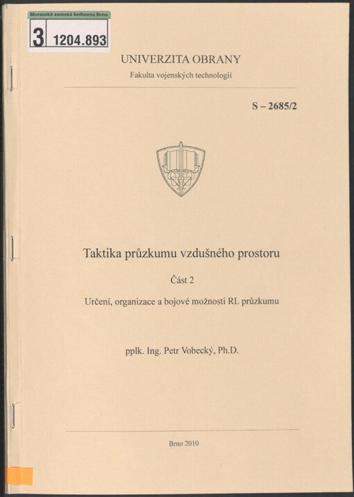Taktika průzkumu vzdušného prostoru: studijní text