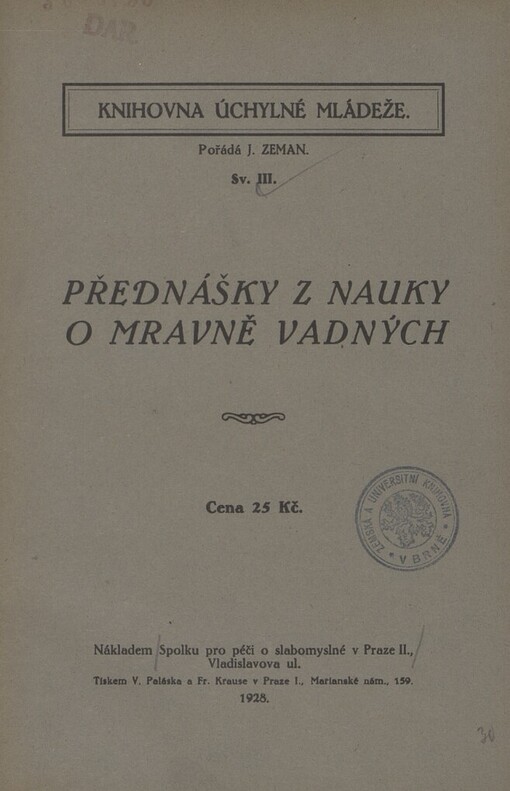 Přednášky z nauky o mravně vadných