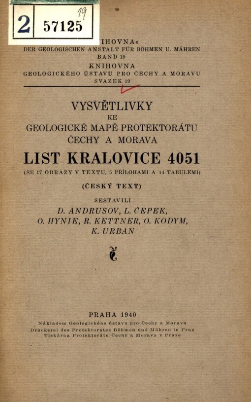 Vysvětlivky ke geologické mapě Protektorátu Čechy a Morava: list Kralovice 4051