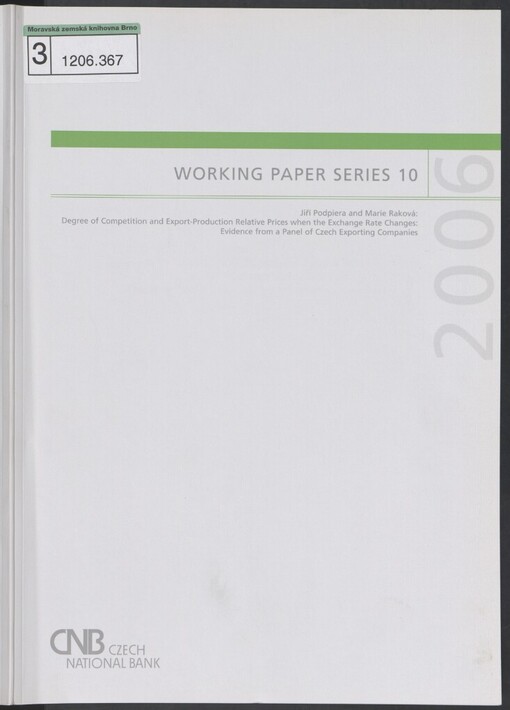 Degree of competition and export-production relative prices when the exchange rate changes: evidence from a panel of Czech exporting companies