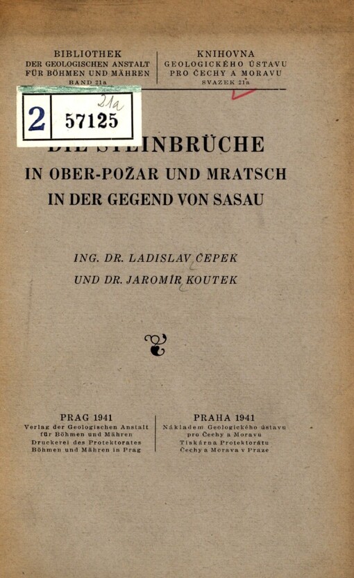 Steinbrüche in Ober-Požar und Mratsch in der Gegend von Sasau