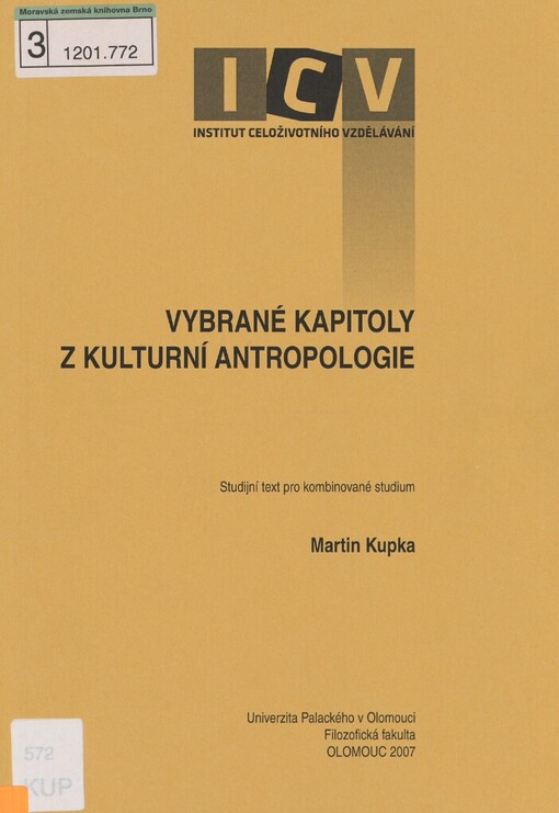 Vybrané kapitoly z kulturní antropologie: studijní text pro kombinované studium