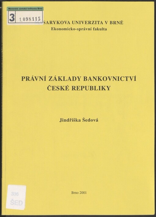 Právní základy bankovnictví České republiky