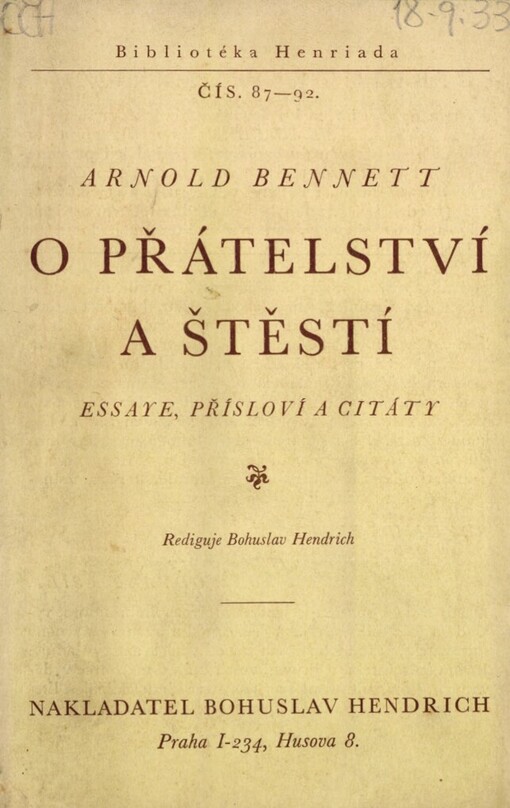 O přátelství a štěstí: Essaye, přísloví a citáty