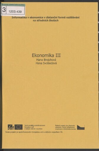 Ekonomika III: učební text pro distanční formu vzdělávání