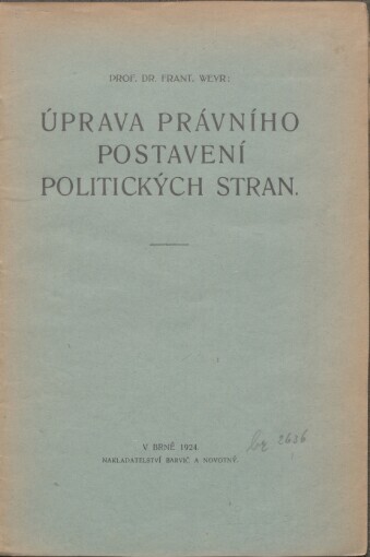 Úprava právního postavení politických stran