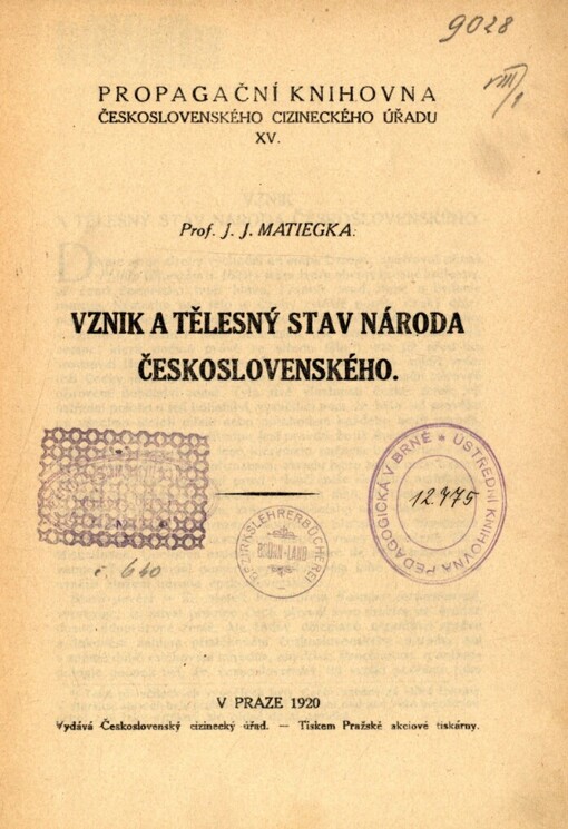 Vznik a tělesný stav národa československého