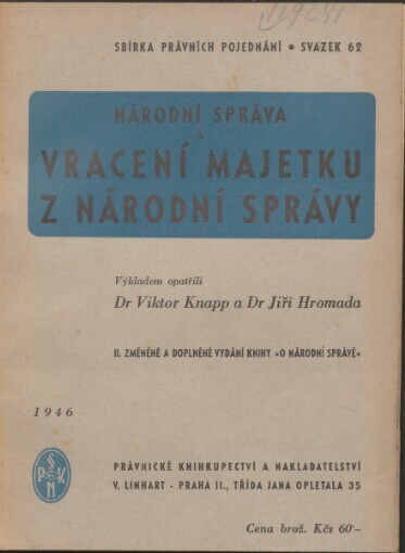 Národní správa a vrácení majetku z národní správy: Dekret presidenta republiky ze dne 19. května 1945