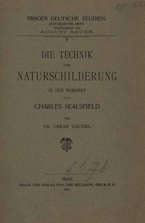 Die Technik der Naturschilderung in den Romanen von Charles Sealsfield