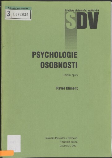 Psychologie osobnosti: studijní opora