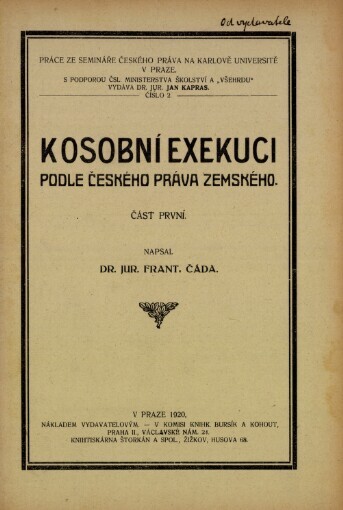 K osobní exekuci podle čes. práva zemského