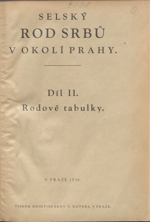 Selský rod Srbů v okolí Prahy