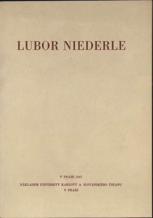 Lubor Niederle: projevy o tryzně dne 14. června 1946